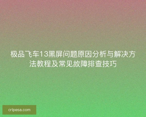 极品飞车13黑屏问题原因分析与解决方法教程及常见故障排查技巧
